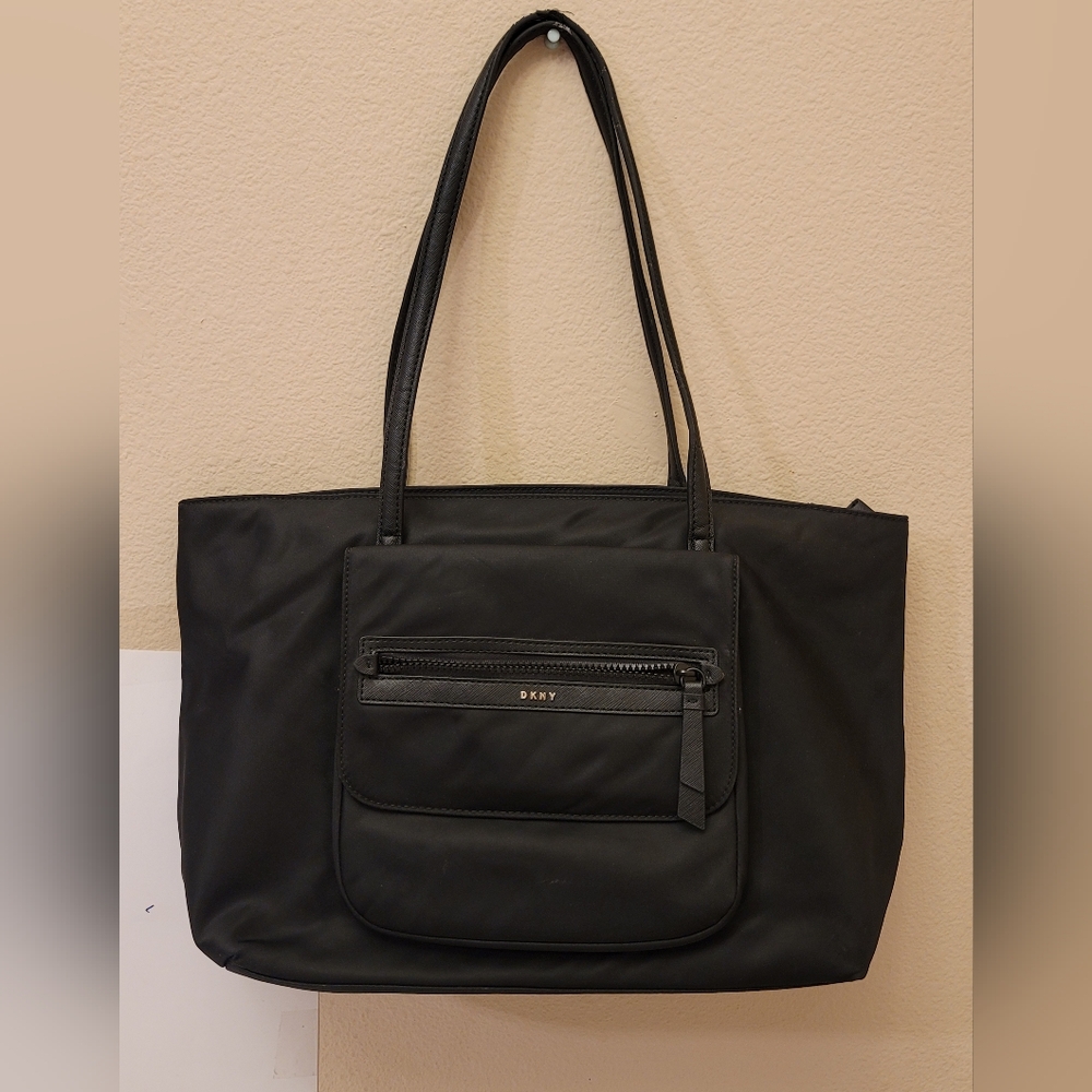 DKNY black nylon shoulder bag/totebag.